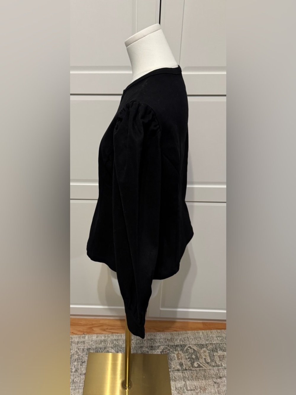 Tuckernuck Hyacinth House Black Denim Front Zip Puff-Sleeve Anderson Blouse X/XL - Picture 7 of 12